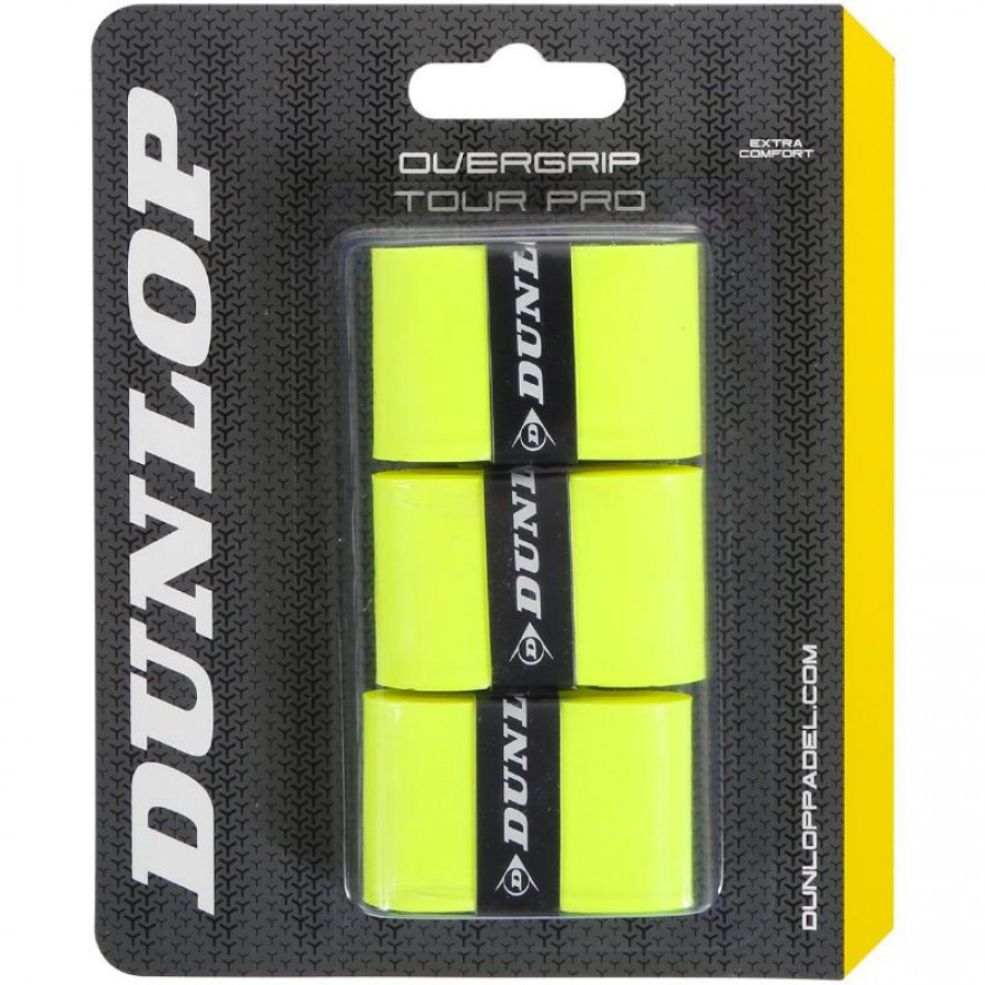 Blister Dunlop 3 Overgrips Tour Pro Amarillo Fluor PADELPOINT Blister Dunlop 3 Overgrips Tour Pro Amarillo Fluor
