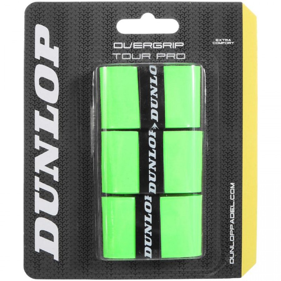 Blister Dunlop 3 Overgrips Tour Pro Verde Fluor PADELPOINT Blister Dunlop 3 Overgrips Tour Pro Verde Fluor
