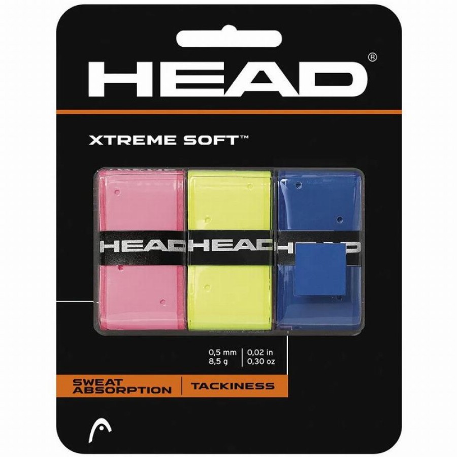 Blister Overgrips Head Xtreme Soft Pink Yellow Blue 3 Units  Offer + Cheap