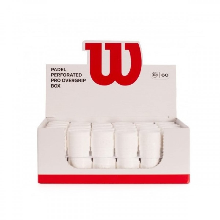 Wilson Pro Padel Box Perforated White 60 Overgrips  Offer + Cheap