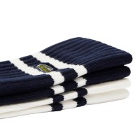 Chaussettes hautes Lacoste bleu marine blanc 2 paires