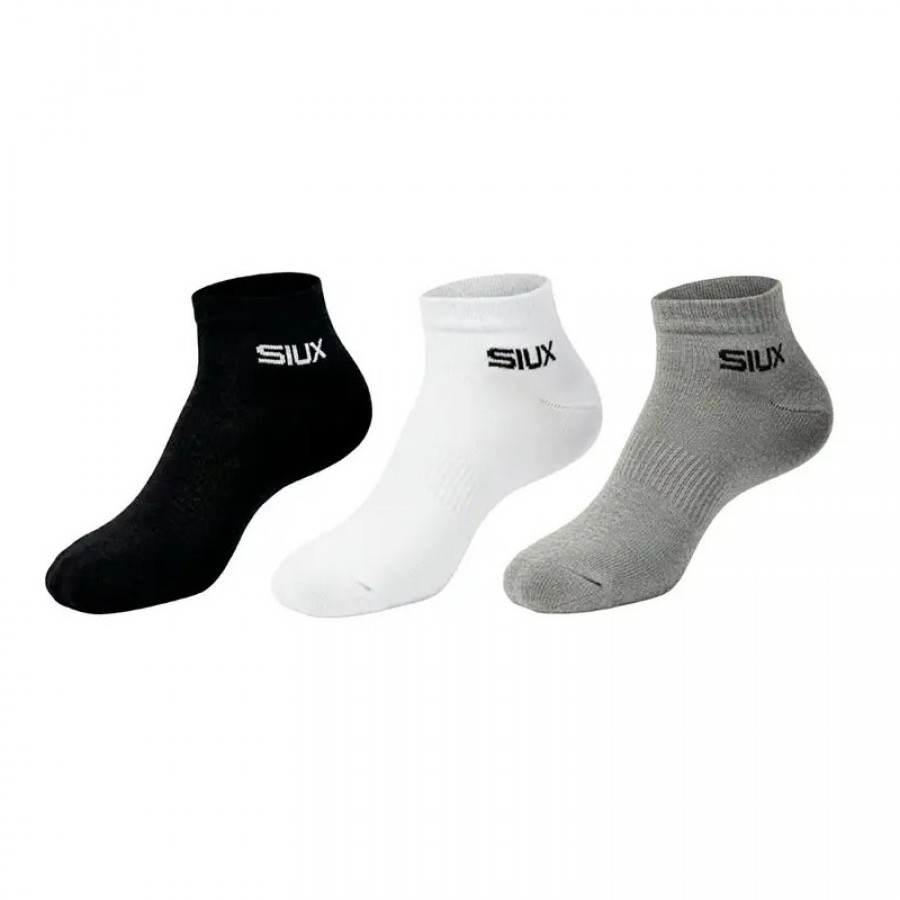 Calcetines Siux Basic 26 Caña Corta Negro Blanco Gris 3 Pares