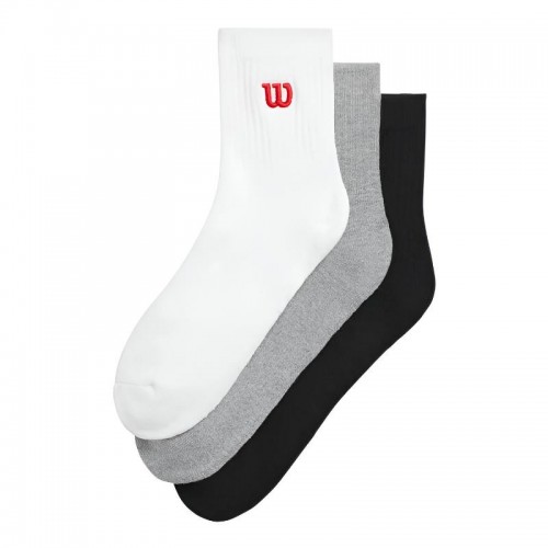 Wilson Quarter Top Calze Bianco Grigio Nero 3 Paia