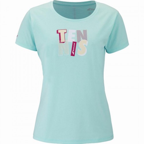 Camiseta Babolat Exercice Message Azul Claro Mujer