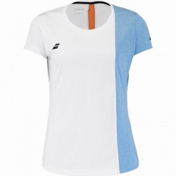 Camiseta Babolat Joue Capsleeve Blanco Naranja Junior