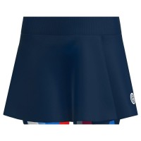 Badu Bidi Skirt New York Printed Wavy Dark Blue Red  Offer + Cheap