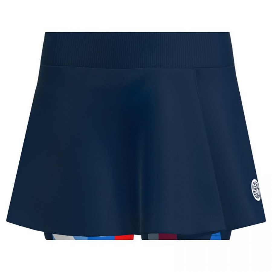 Badu Bidi Skirt New York Printed Wavy Dark Blue Red  Offer + Cheap