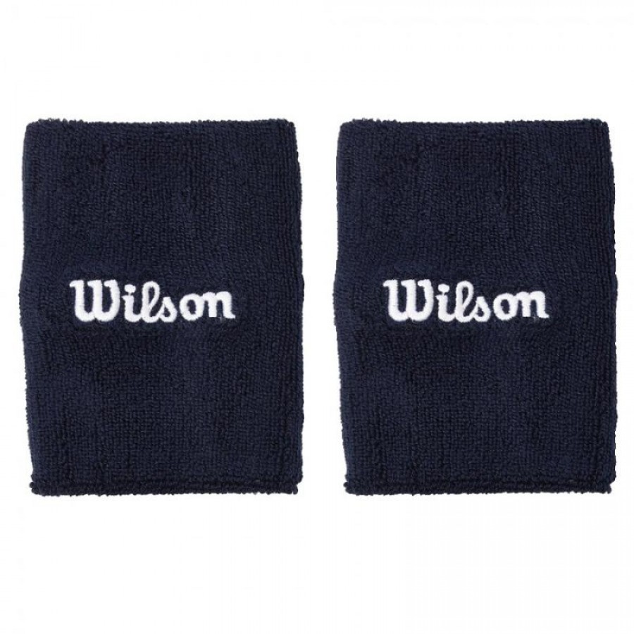 Wilson Wide Terry Navy Blue Wristbands 2 Units  Offer + Cheap