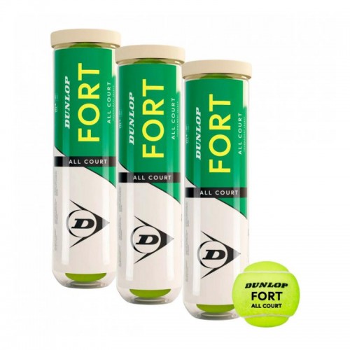 Pacchetto da 3 Botes de 4 Pelotas Dunlop Fort All Court Tenis