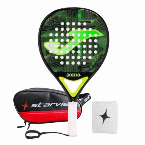 Pack Joma Open Pala Verde Fluo Nero con Borsa da Toilette e Braccialetto