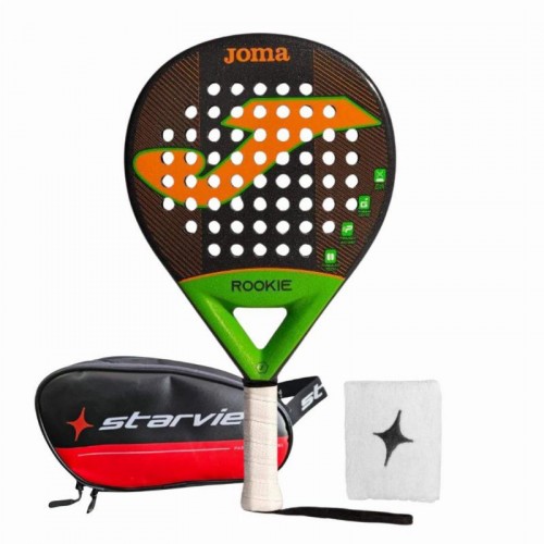 Pack Joma Rookie Black Orange Pala con borsa da toilette e braccialetto