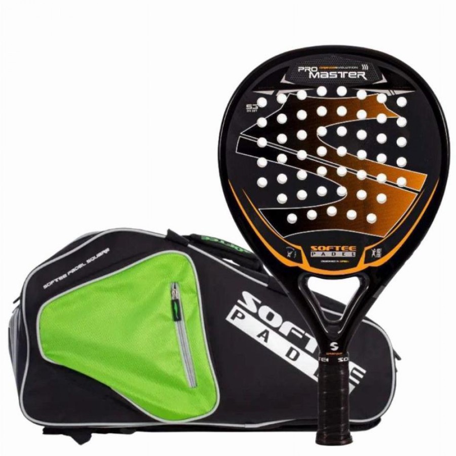 Confezione Softee Pro Master Evolution Orange Paddle con borsa per racchette da padel